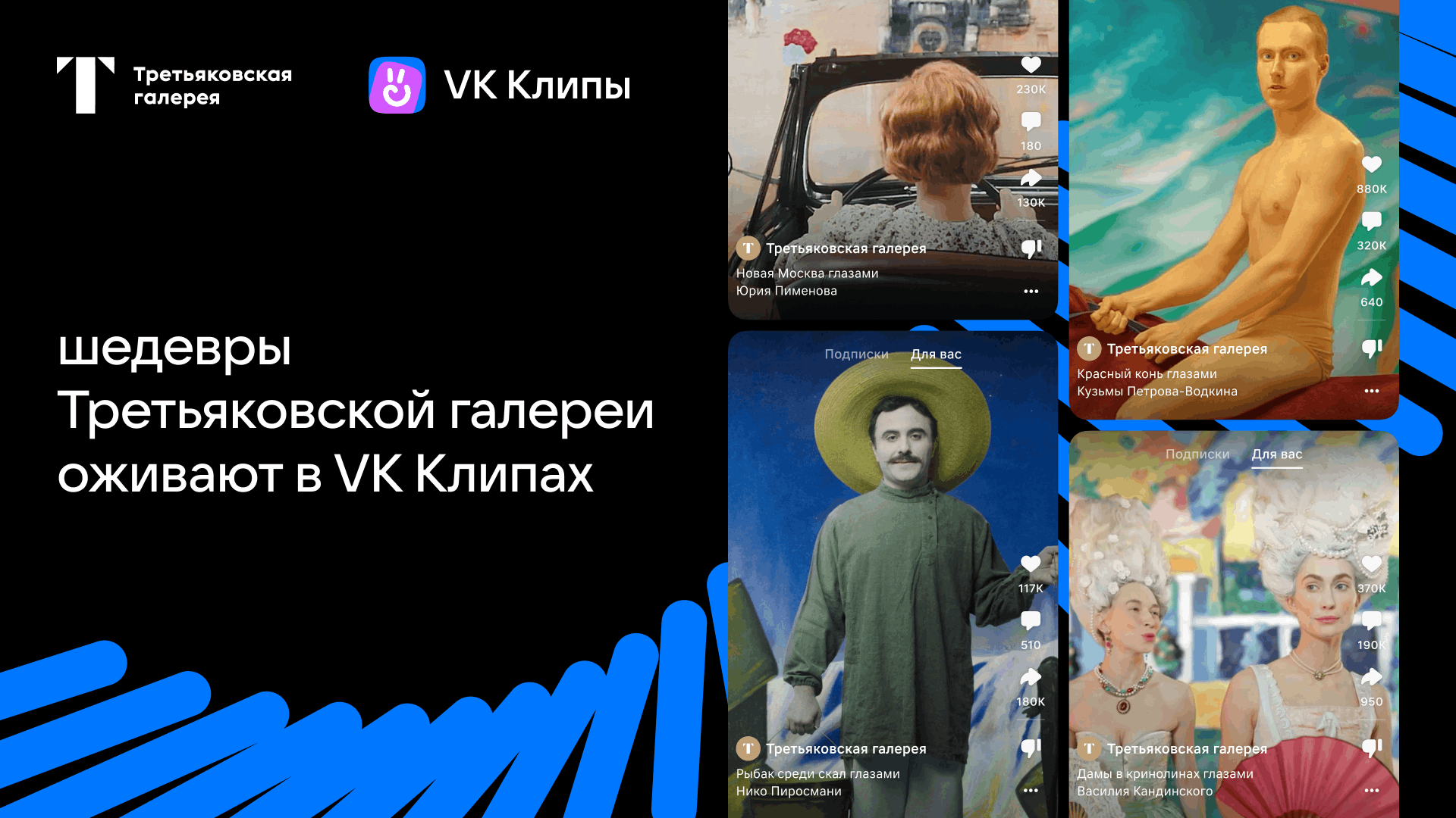 Пользователи «VK Клипов» смогут увидеть ожившие картины Малевича, Кандинского и других художников XX века из коллекции Третьяковской галереи